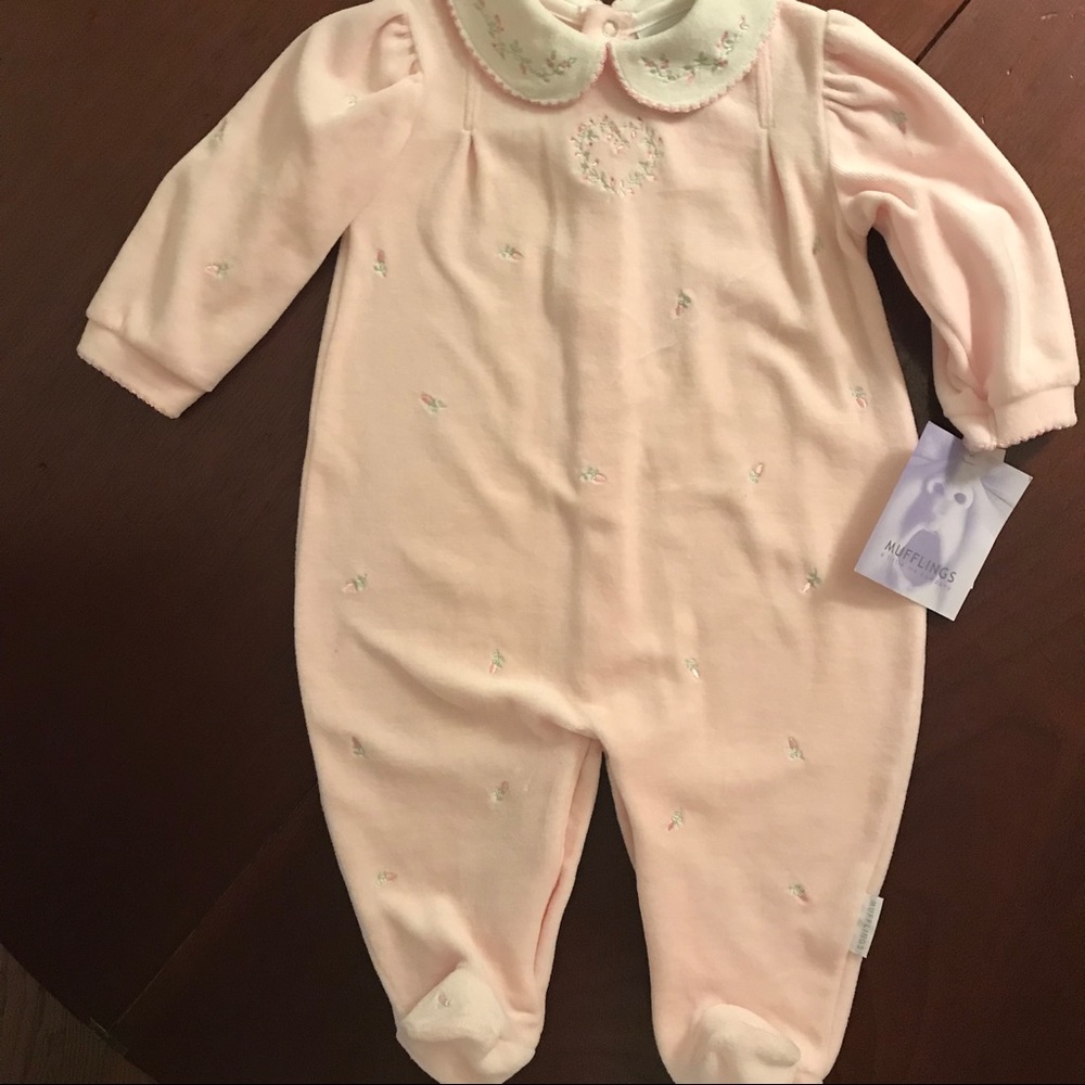 Mufflings Pink Velour One-Piece Size 9 Months